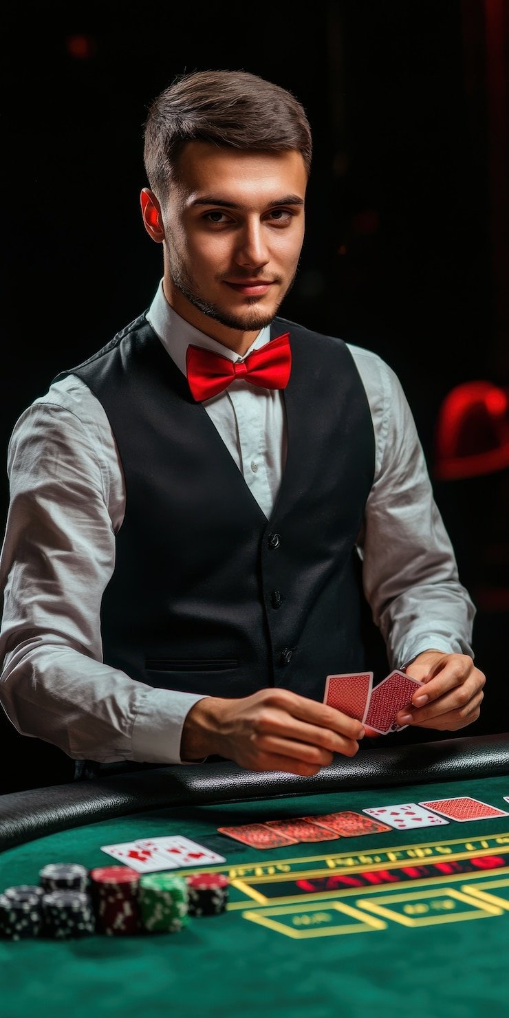 Antarmuka live-dealer gardenscapes dengan meja blackjack dan roulette